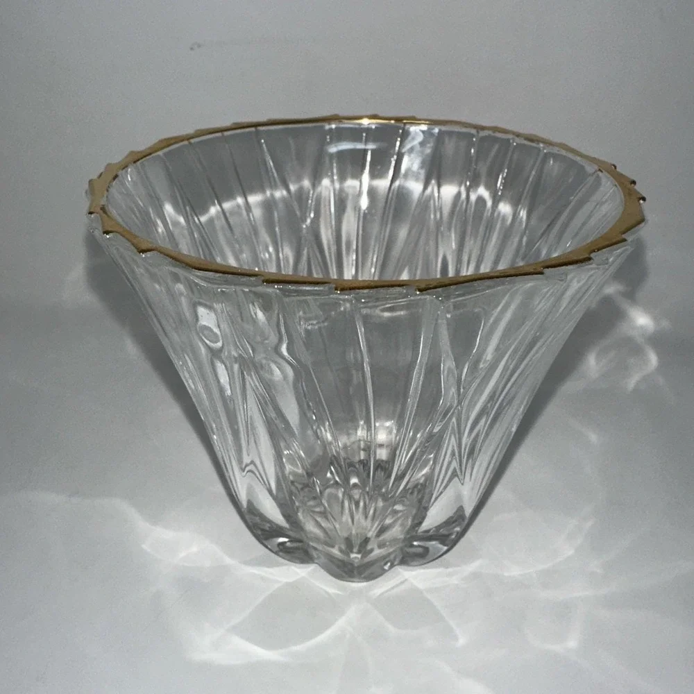 Vintage Cut Crystal Bowl Gold 4